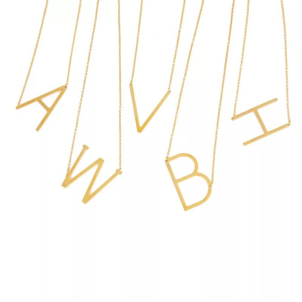 Gold Initial Pendant Necklace Letters A-Z - Picture 2 of 8